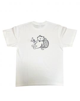 【たてにゃん】 綿Tシャツ(白・クッション)
